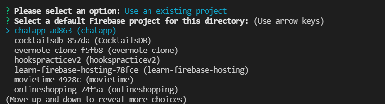 Choosing a default project
